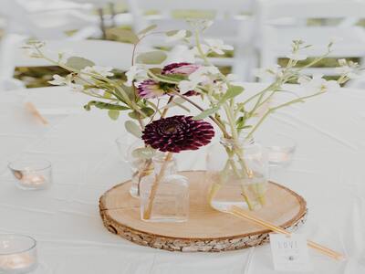 Cut flowers in a water jar