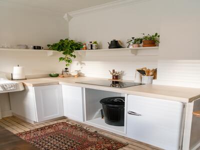 Hanging herbs on a shelf